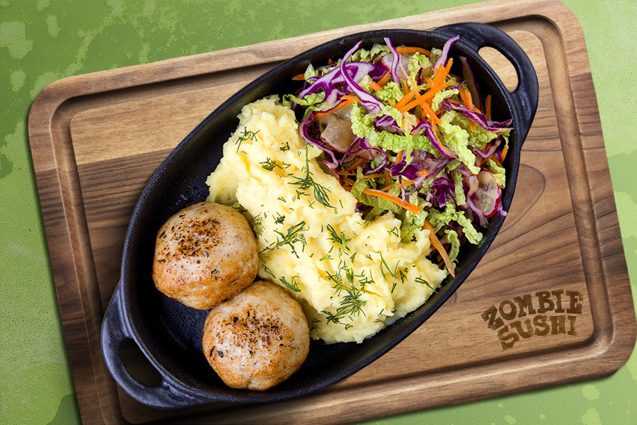 Котлеты на пару с пюре и овощами