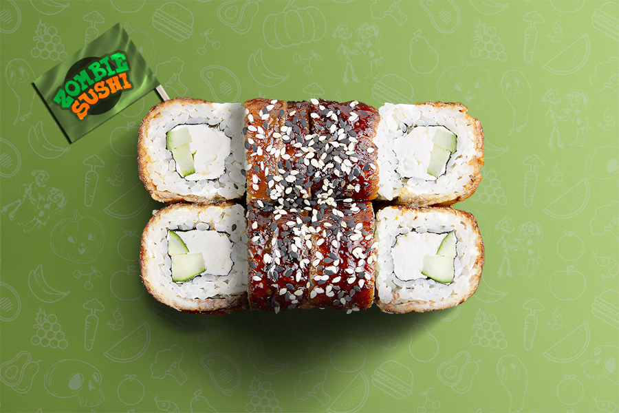 Ролл с угрем и  огурцом